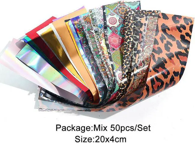 Alt view image 6 of 7 - 50 Sheets Holographic Flower Nail Foils Decal Nail Art Transfer Sticker Decor