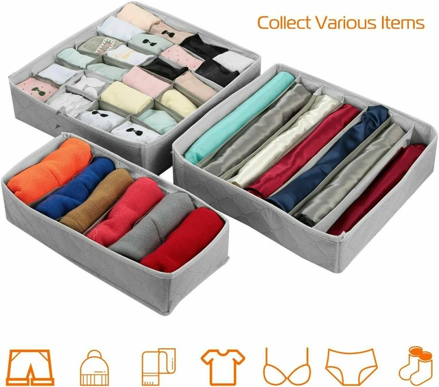 Alt view image 5 of 7 - 3Pcs Sock Bra Underwear Closet Drawer Organizer Storage Bamboo Charcoal Set