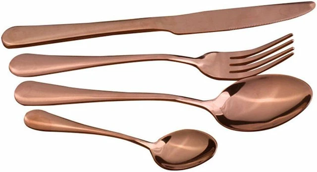 Alt view image 5 of 6 - 4Pcs Flatware Rainbow Dinnerware Stainless Steel Tableware Set Fork Spoon Knife(Rose Gold)