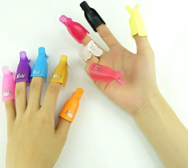 Alt view image 2 of 2 - Silicone UV Gel Polish Remover Wraps Soak Off Cap Clip Nail Art Tool(10 Pcs)
