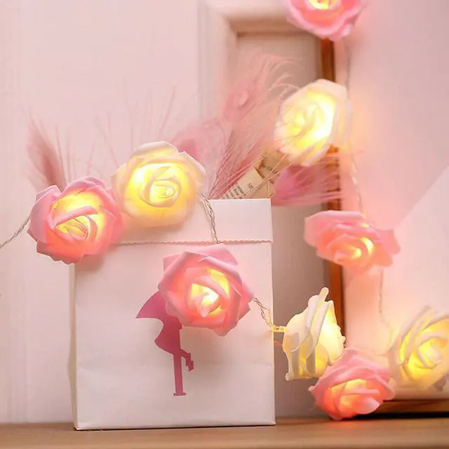 Alt view image 2 of 7 - 9.84 Ft 20 LED Rose Flower Lights String Battery Operated Wedding Home Party