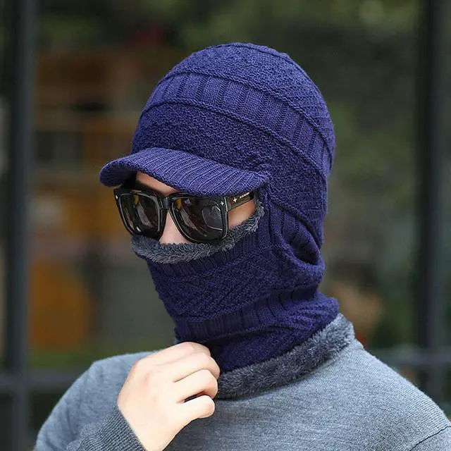 Main image of Balaclava Beanie Motorcycle Cycling Hood Hat Face Mask UV Wind Proof Cover Knit(With Brim)