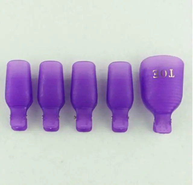 Main image of 10 Pcs Toe Nail Art Soak Off Clip Cap UV Gel Polish Remover Wrap Manicure Tool