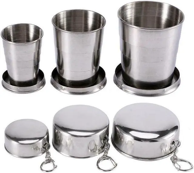 Main image of Stainless Steel Portable Camping Travel Folding Collapsible Cups(S+M+L 1each)