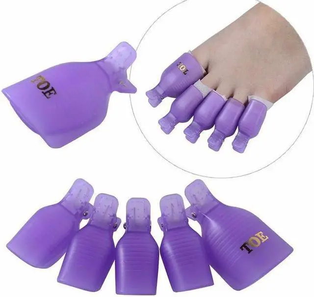 Alt view image 2 of 3 - 10 Pcs Toe Nail Art Soak Off Clip Cap UV Gel Polish Remover Wrap Manicure Tool