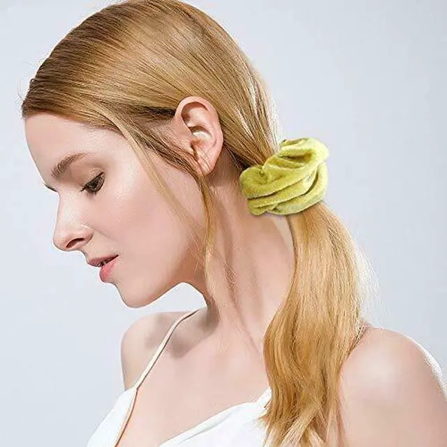 Alt view image 3 of 7 - 30 pcs Hair Scrunchies Gold Velvet Elastics Bands Ties Scrunchy Bands Ties Rope
