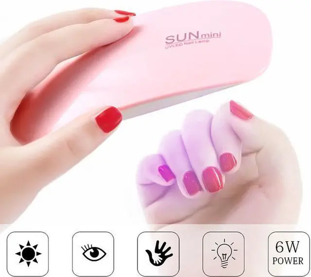 Alt view image 3 of 7 - Nails Lamp LED Light Potable Mini UV LED Lamp Nail Dryer Gel Nail Art Tool 6W( 2 Pack)