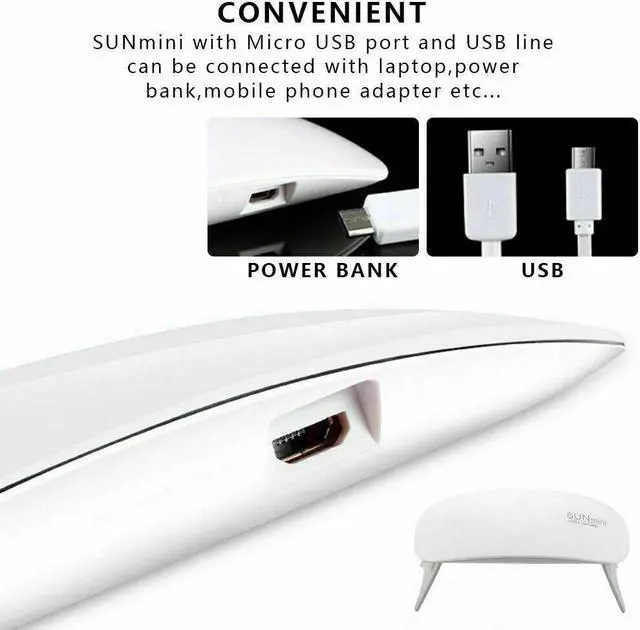 Alt view image 7 of 7 - Nails Lamp LED Light Potable Mini UV LED Lamp Nail Dryer Gel Nail Art Tool 6W( 2 Pack)