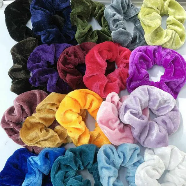 Alt view image 2 of 7 - 30 pcs Hair Scrunchies Gold Velvet Elastics Bands Ties Scrunchy Bands Ties Rope