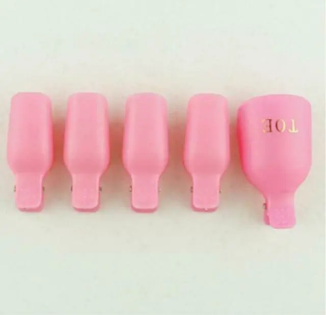 Main image of 10 Pcs Toe Nail Art Soak Off Clip Cap UV Gel Polish Remover Wrap Manicure Tool