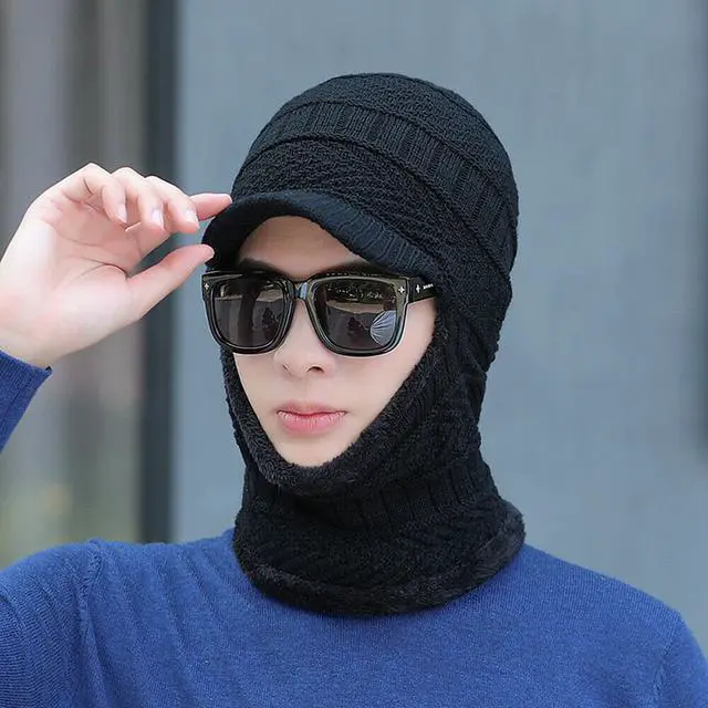 Alt view image 5 of 5 - Balaclava Beanie Motorcycle Cycling Hood Hat Face Mask UV Wind Proof Cover Knit(With Brim)