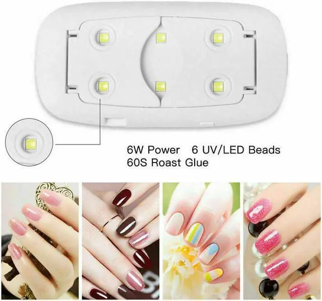 Alt view image 3 of 7 - Nails Lamp LED Light Potable Mini UV LED Lamp Nail Dryer Gel Nail Art Tool 6W( 2 Pack)