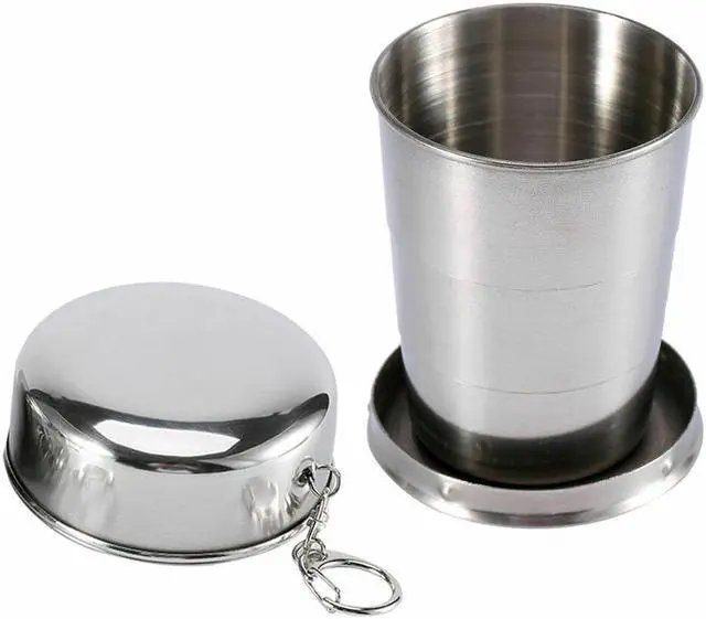 Alt view image 3 of 7 - Stainless Steel Portable Camping Travel Folding Collapsible Cups(S+M+L 1each)