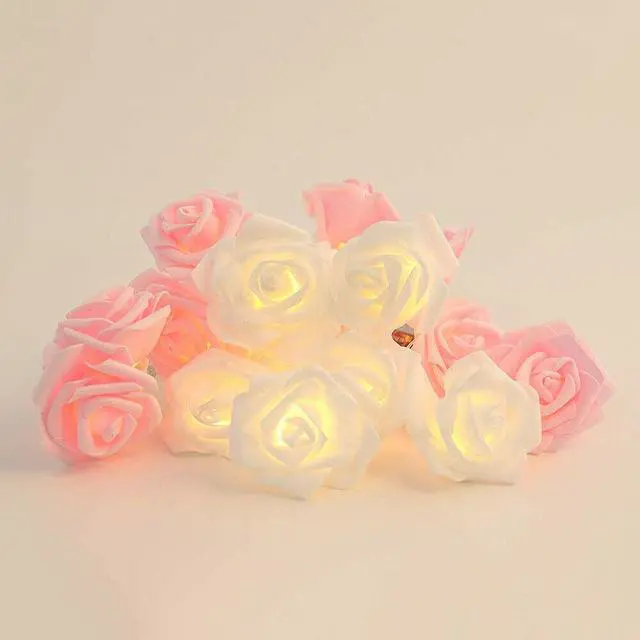Alt view image 3 of 7 - 9.84 Ft 20 LED Rose Flower Lights String Battery Operated Wedding Home Party