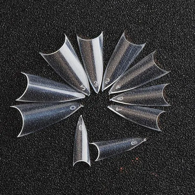 Main image of 1000Pcs Stiletto French False Fake Acrylic Nail Tips Coffin Nails Long