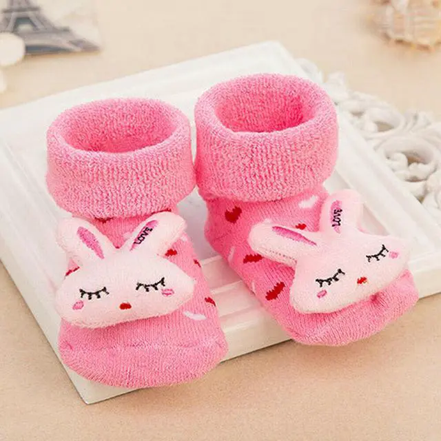 Alt view image 3 of 7 - 6 Pack Wrapables Cute 3D Cartoon Anti-Skid Baby Booties Sock Slipper Shoes