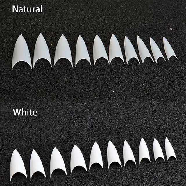 Alt view image 4 of 7 - 1000Pcs Stiletto French False Fake Acrylic Nail Tips Coffin Nails Long