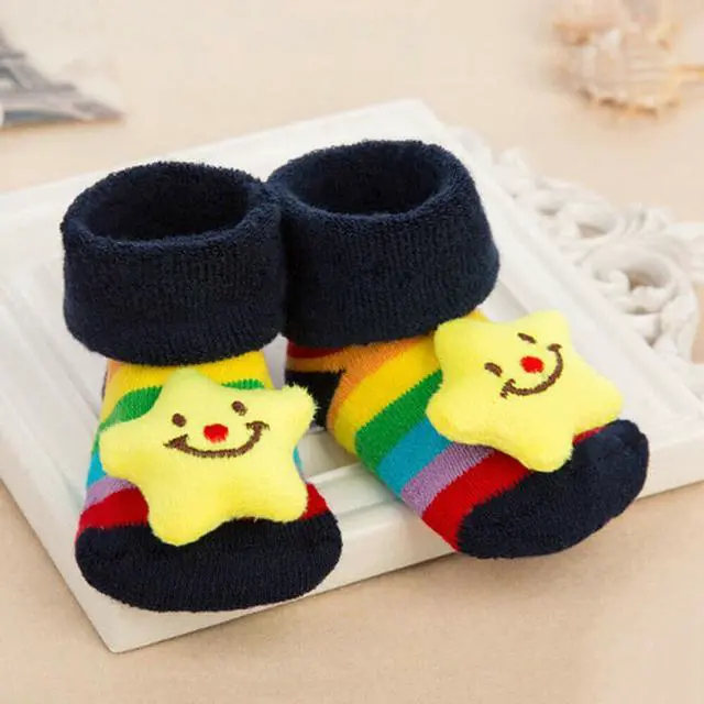 Alt view image 6 of 7 - 6 Pack Wrapables Cute 3D Cartoon Anti-Skid Baby Booties Sock Slipper Shoes