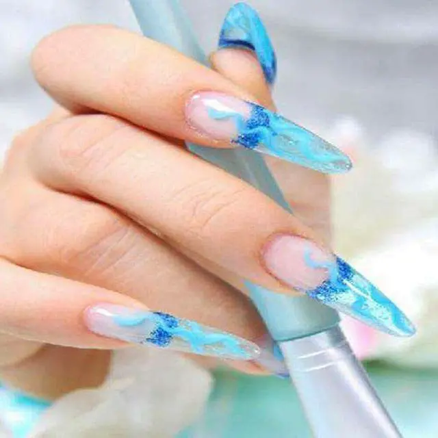 Alt view image 2 of 7 - 1000Pcs Stiletto French False Fake Acrylic Nail Tips Coffin Nails Long