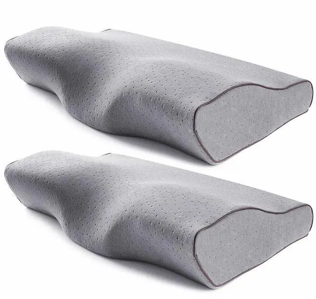 Main image of US 2 Pack Contour Memory Foam Pillows for Neck Pain Relief with Washable Cover