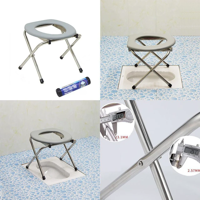 Main image of US Outdoor Portable Folding Toilet Seat For Camping With 10 Pcs Replacement Bags