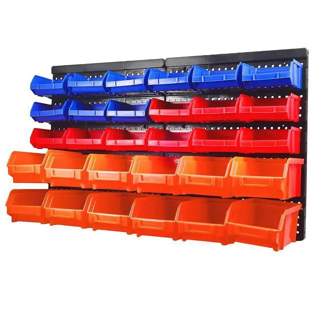 Alt view image 3 of 5 - US Wall Mounted Storage Bins Container 30-Bin Rack Organizer Garage Tools Crafts