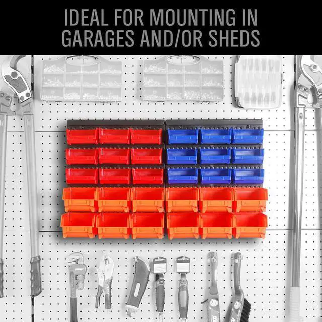 Alt view image 4 of 5 - US Wall Mounted Storage Bins Container 30-Bin Rack Organizer Garage Tools Crafts