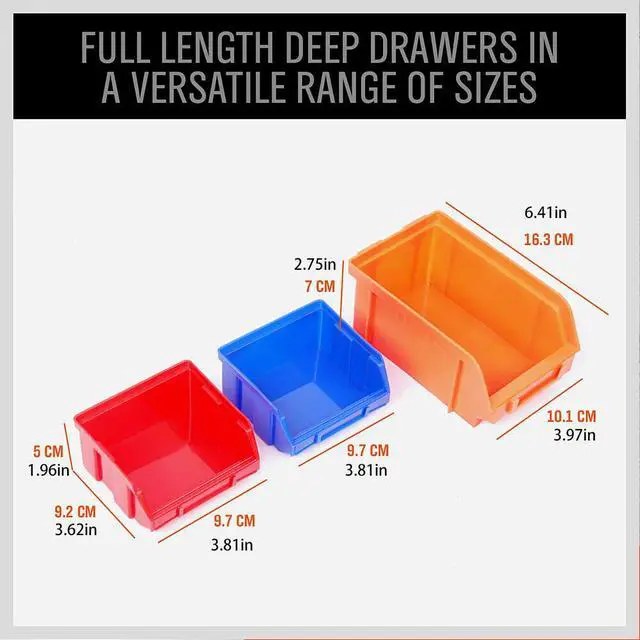 Alt view image 2 of 5 - US Wall Mounted Storage Bins Container 30-Bin Rack Organizer Garage Tools Crafts