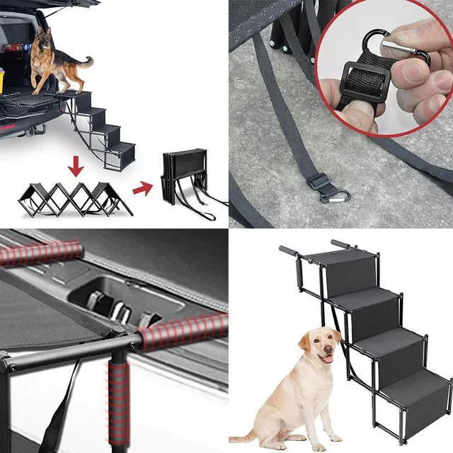 Alt view image 3 of 5 - US Folding Dog Pet Steps Ramp Stairs Car Boot Portable Ladder Metal Accordion