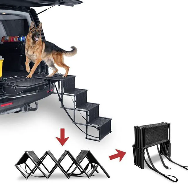 Main image of US Folding Dog Pet Steps Ramp Stairs Car Boot Portable Ladder Metal Accordion
