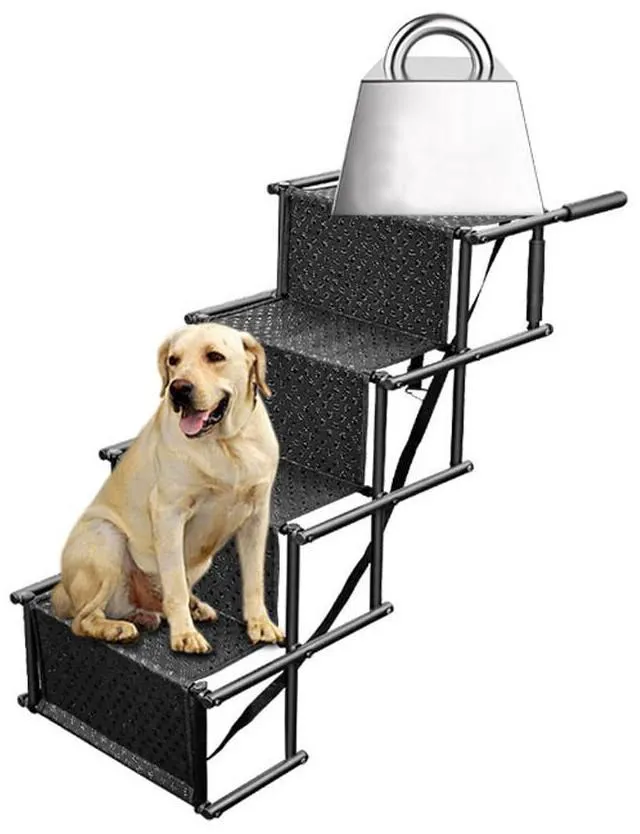 Alt view image 5 of 5 - US Folding Dog Pet Steps Ramp Stairs Car Boot Portable Ladder Metal Accordion