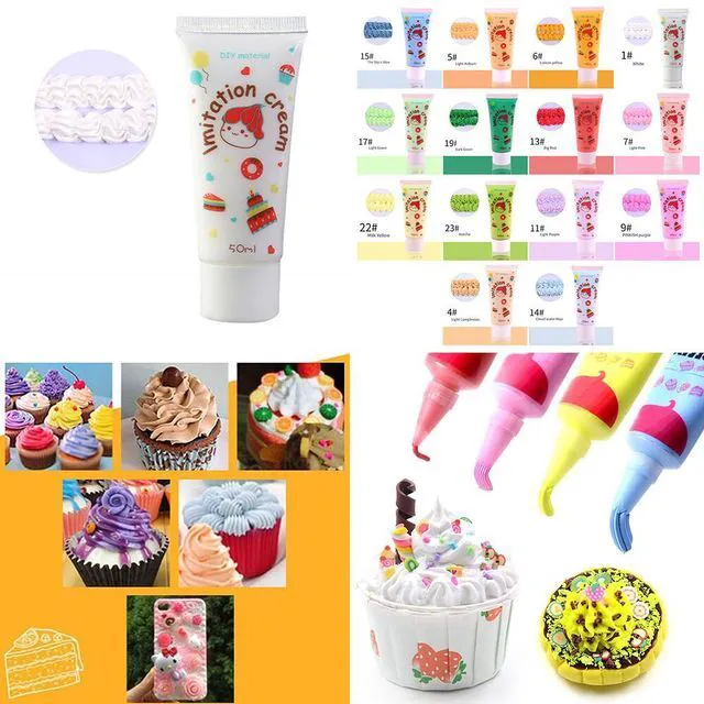 Alt view image 4 of 5 - US 14 Pcs 50g Simulation Cream Adhesive Fake Whipped Cream Glue Set w/14 Nozzles