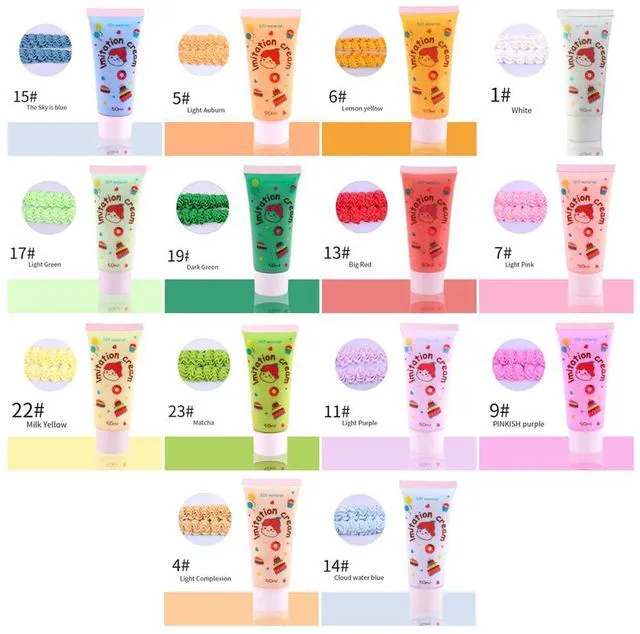 Alt view image 5 of 5 - US 14 Pcs 50g Simulation Cream Adhesive Fake Whipped Cream Glue Set w/14 Nozzles