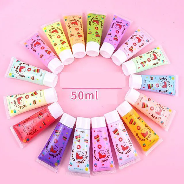 Main image of US 14 Pcs 50g Simulation Cream Adhesive Fake Whipped Cream Glue Set w/14 Nozzles