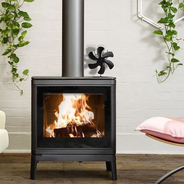 Alt view image 5 of 5 - US 6 Blades Wood Stove Fan Heat Powered Eco Fireplace Fan Log Burner Fuel Saving