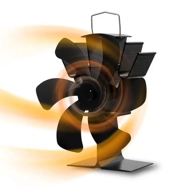 Alt view image 3 of 5 - US 6 Blades Wood Stove Fan Heat Powered Eco Fireplace Fan Log Burner Fuel Saving