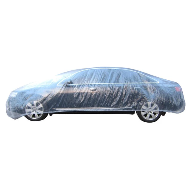 Alt view image 4 of 5 - US 5Pc Clear Plastic Car Cover Dust Rain Elastic Band Disposable Auto Protect