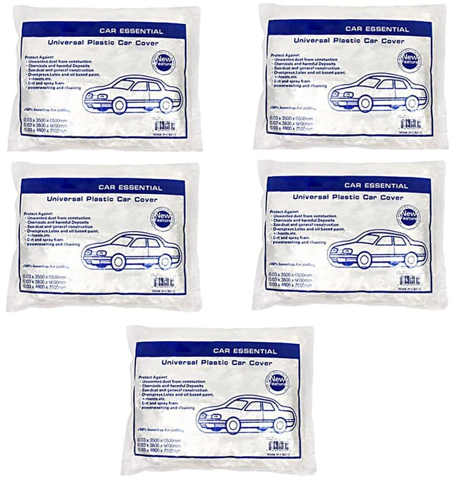 Main image of US 5Pc Clear Plastic Car Cover Dust Rain Elastic Band Disposable Auto Protect