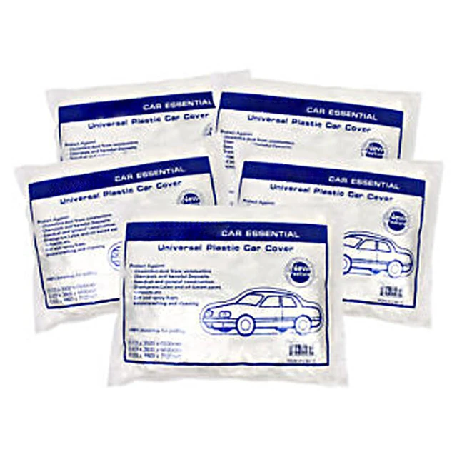 Alt view image 2 of 5 - US 5Pc Clear Plastic Car Cover Dust Rain Elastic Band Disposable Auto Protect