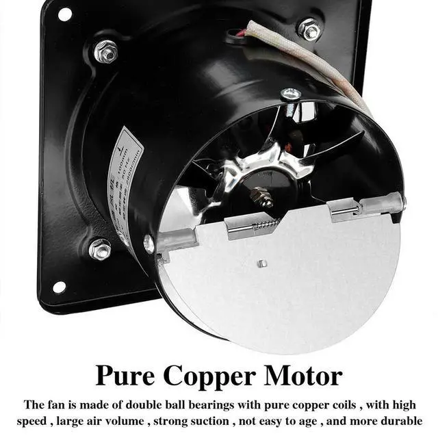 Alt view image 2 of 7 - US 4~8'' Exhaust Fan Ventilation Extractor Fan Wall-Mounted Blower Anti-backflow 6 Inch