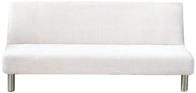 Main image of US Stretch Solid Color Futon Slipcover Full Or Queen Size Armless Sofa Bed Cover White