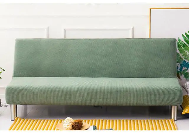 Alt view image 5 of 5 - US Stretch Solid Color Futon Slipcover Full Or Queen Size Armless Sofa Bed Cover Cypress Green