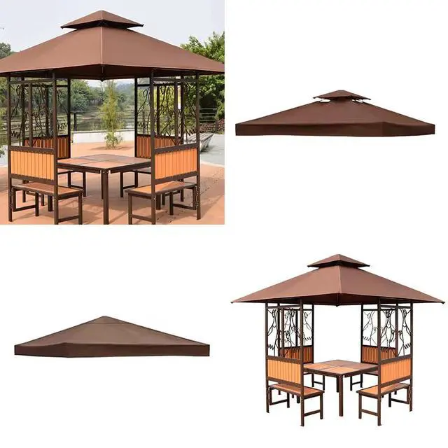 Alt view image 2 of 5 - US 10'x10' Waterproof Gazebo 1 2Tier Top Replacement Canopy UV Sunshade Cover