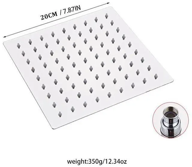 Alt view image 3 of 5 - US 8/10/12'' Stainless Steel Flow Rainfall Square Shower Head Full Body Coverage