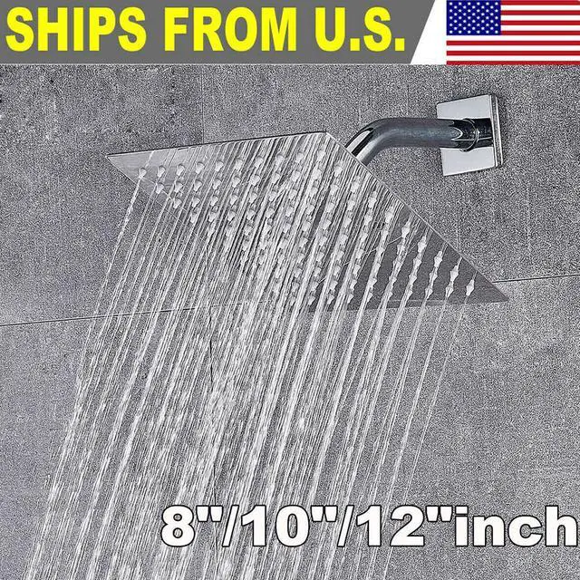 Alt view image 4 of 5 - US 8/10/12'' Stainless Steel Flow Rainfall Square Shower Head Full Body Coverage