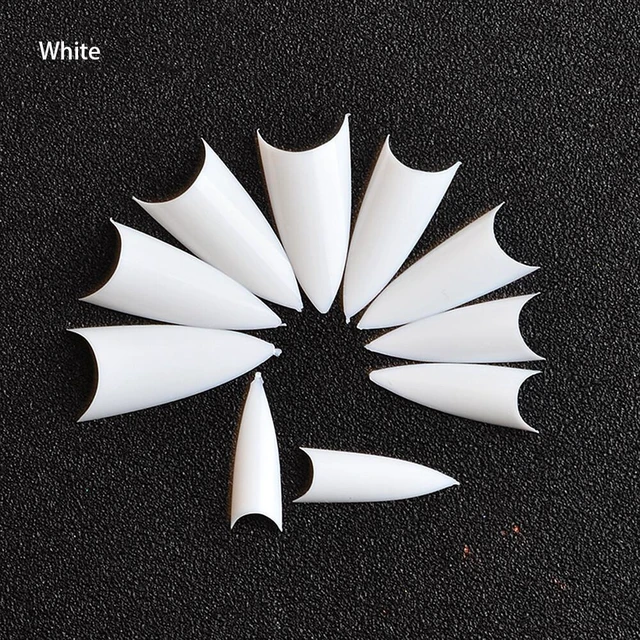 Main image of US 500Pcs Stiletto French False Fake Acrylic Nail Tips Coffin Nails Long