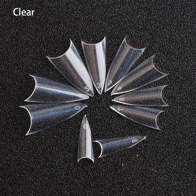 Main image of US 500Pcs Stiletto French False Fake Acrylic Nail Tips Coffin Nails Long 500gezhuang touming