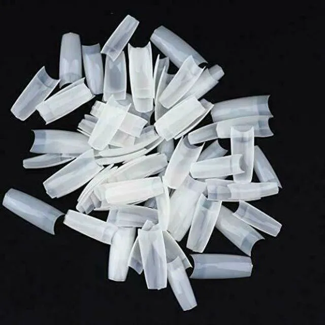 Main image of 500 Pcs Coffin Nail Tips Long Square French Fake False Nails Transparent US 500gezhuang ziranse