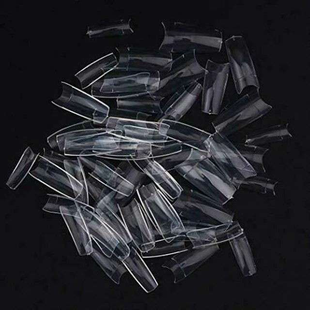 Main image of 500 Pcs Coffin Nail Tips Long Square French Fake False Nails Transparent US 500gezhuang touming