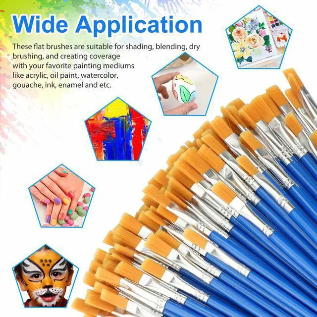 Alt view image 2 of 5 - US 200 Pcs Artist Acrylic Paint Brushes Watercolour Painting Craft Art Model